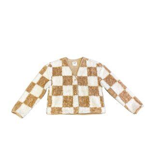 Abercrombie checkered sherpa / teddy coat size MEDIUM